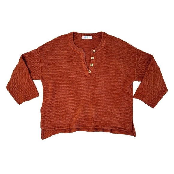 Free People Beach Hailee Sweater Set Waffle Knit Pants Top Rust Terra Cotta SP - Picture 4 of 13